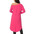 thumbnail image 3 of INSPIRAR CHIC Blusa Casual de Una Sola Manga Larga con Bajo Asimétrico Irregular en Color Rosa Fucsia, 3 of 6