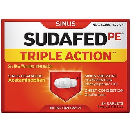 McNeil Sudafed PE Triple Action, 24 ea