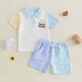 thumbnail image 2 of Sgkm Boys Easter Outfit Button Color Blocking Boys 2 Piece Outfit Shirt Pant Set with Pockets, 2 of 9