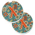 thumbnail image 1 of Lettre X Fleurs Bleu Rétro Ensemble de 2 Porte-Gobelet Coaster Voiture, 1 of 1