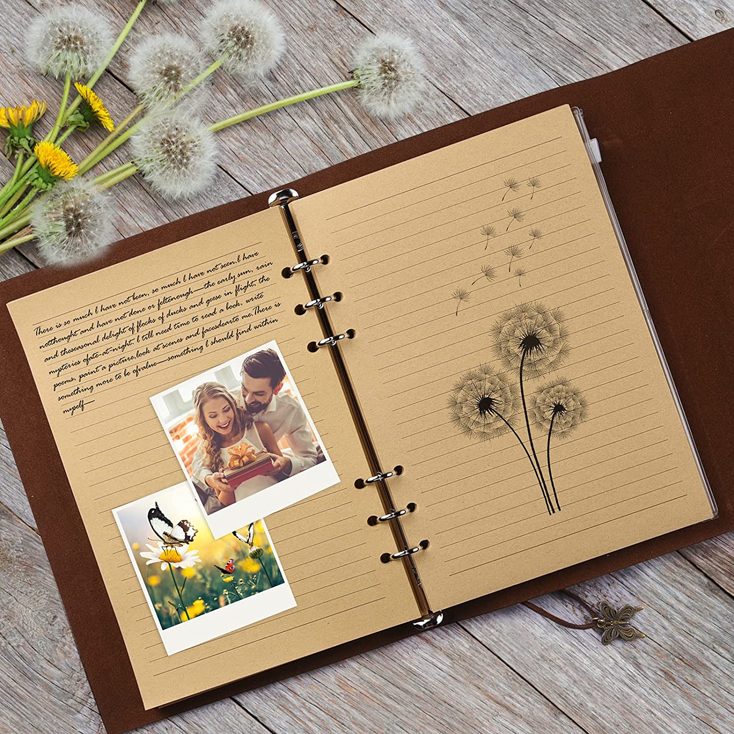 Omeya Leather Journal Refillable Notebook, A5 Size, Green photo 8