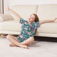 thumbnail image 3 of FORMRS Kids Short Sleeve Top and Pants Pajama Set Unisex Satin 2-Piece Sleepwear, Sizes 5-6Y, Green Cartoon Truck Pattern, 3 of 8