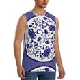 thumbnail image 2 of KLL Blue And White Porcelain Pattern Print Workout Tank Tops Gym Sleeveless Fitness Muscle Tee-X-Large, 2 of 7
