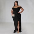 thumbnail image 3 of AURA Women Sexy V Neck High Slit Maxi Dress Spaghetti Strap Ruffle Party Club Dress, 3 of 8