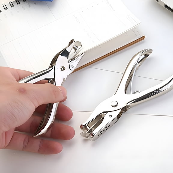 FACEGA Heavy Duty Single Hole Punch for Cardboard and Plastic,Portable Long Hole Punch with 8-Sheet Capacity,Handheld Metal Hole Puncher for 6mm Holes