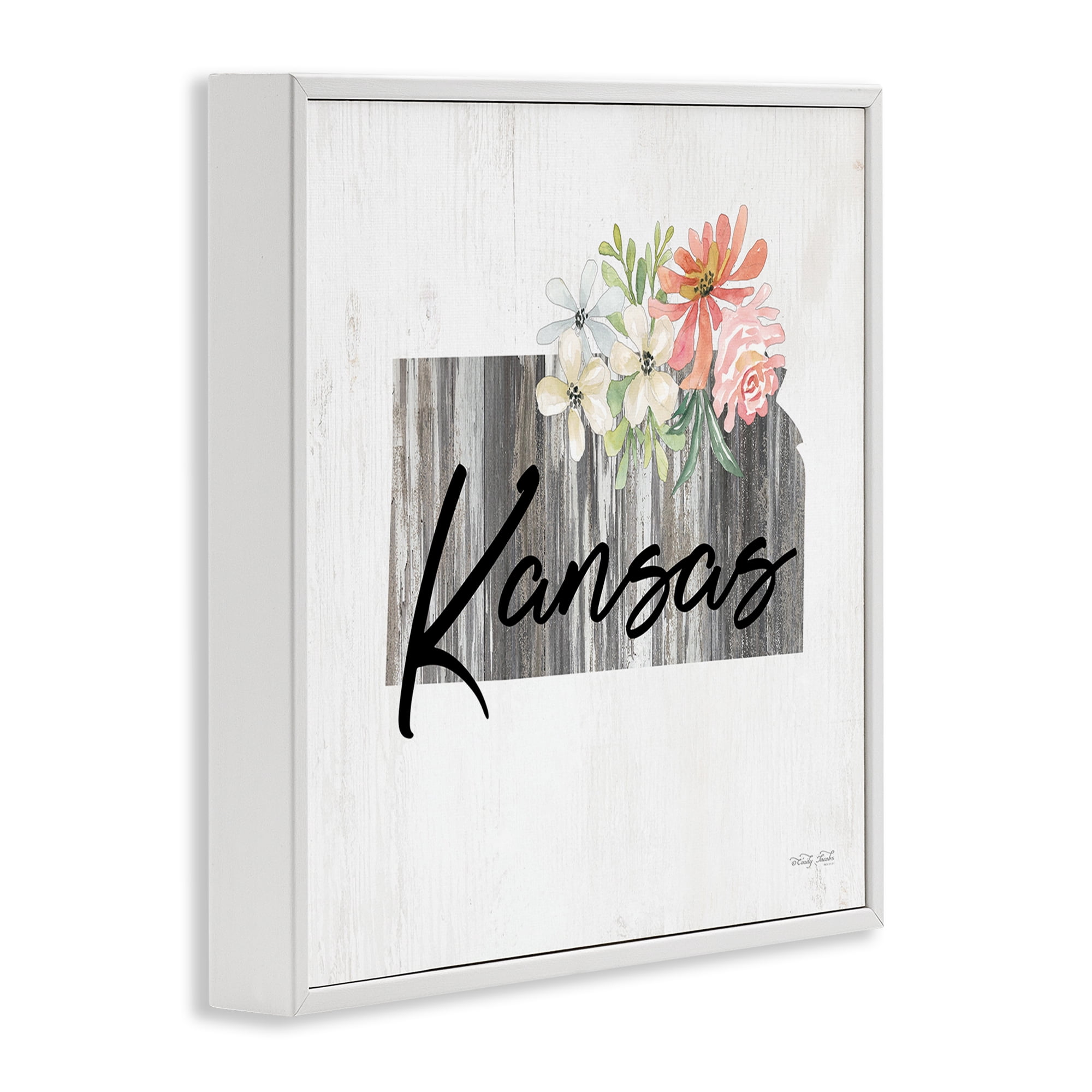 Stupell Industries Shabby Chic Kansas Botanical & Floral Painting White Framed Art Print Wall Art, 12 x 12
