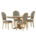 thumbnail image 2 of Noble House Dason Fabric and Wood 5 Piece Dining Set, Black and White Print and Natural, 2 of 13