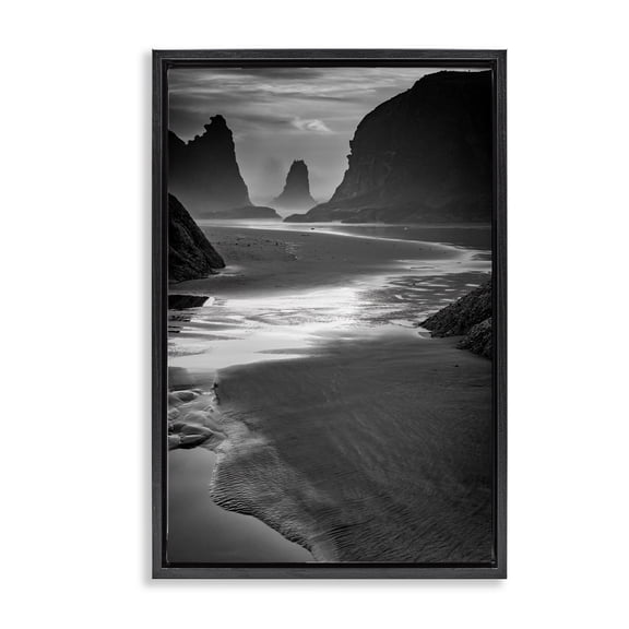 Stupell Industries Coastal Last Light On Bandon Beach Black Floating Frame Canvas Art, 17 x 25, by Rick Berk