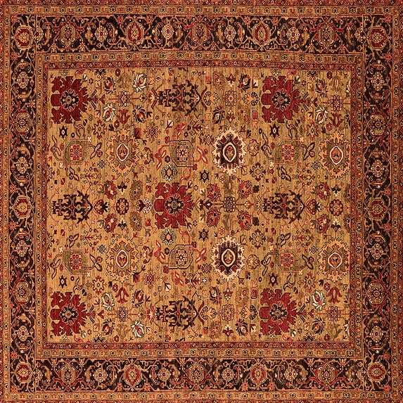Ahgly Company Indoor Square Oriental Orange Industrial Area Rugs, 6' Square
