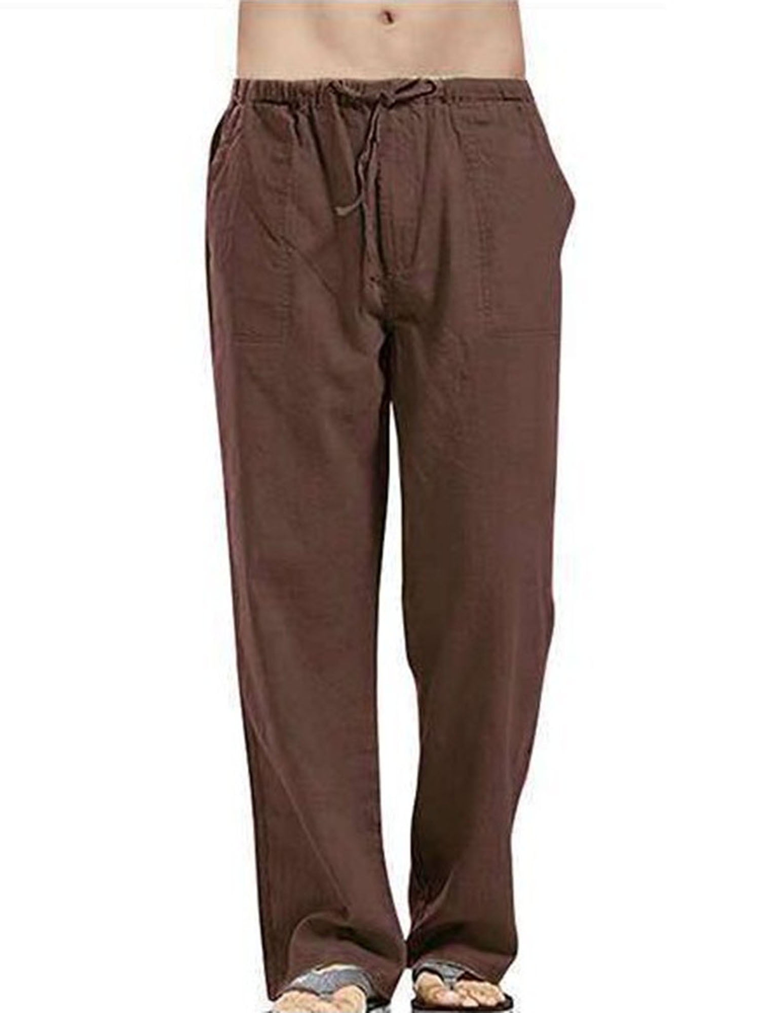 TACVASEN Mens Casual Pants Drawstring Cotton Linen Jogger Yoga Lounge Pants with Pocket 