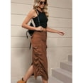 thumbnail image 6 of Denim Skirt Below Knee Length High Waisted Jean Skirts for Women Brown L, 6 of 7