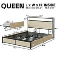 thumbnail image 4 of Lifezone Rustic Adult Queen MDF Metal Bookcase Bed with LED Light & Drawers, Beige, 4 of 7