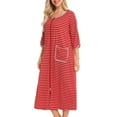 thumbnail image 2 of Defitshape Women's Soft House Dress Zip Up Robes House Coat Cotton Housedress with Pocket Lightweight Zipper Nightgown 3/4 Sleeve Red Medium, 2 of 4