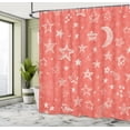 thumbnail image 5 of Ambesonne Coral Shower Curtain, Moon and Stars Space, 69"Wx84"L, Coral White, 5 of 5
