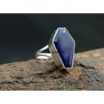 thumbnail image 4 of Solid 925 Sterling Silver Coffin Ring, Natural Blue Sapphire Gemstone Ring, Beautiful Handcrafted September Birthstone Gifts For Women/Men, 4 of 6