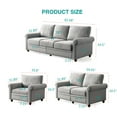 thumbnail image 6 of Onbeam Living Room Furniture Set, Storage 3 Seater Sofa Couch & Loveseat & Accent Chair, 82" Chesterfield Sofa for Home and Office - Gray, 6 of 9