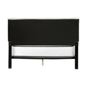 Bed Queen Size Platform Bedroom Frame Upholstered Linen Look Beige Black