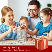 Clear Acrylic Piggy Bank with Lock and Key for Kids Adults, Openable Money Saving Box for Cash Coins Real Money (Clear)
