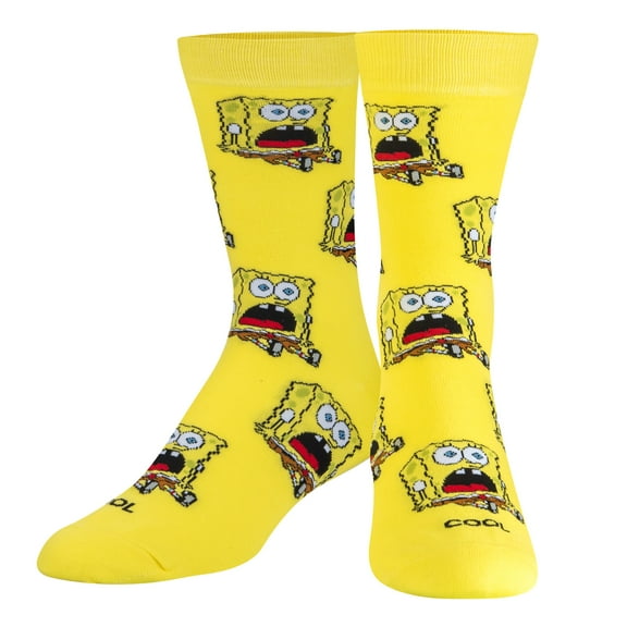 Cool Socks, SpongeBob SquarePants, Surprised, Mens Womens Crew, Funny  Print, Large