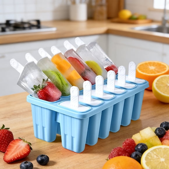 Mini Ice Cream Maker Molds with Ice Lattice, 12 Compartments, Food-Grade Easy-Release Freezer Tray for Homemade Frozen Treats, 23.7 x 13 cm