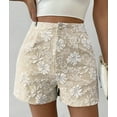 thumbnail image 4 of Women'S Floral Jacquard Shorts High Waisted Boho Summer Shorts with Pocket Apricot S, 4 of 8