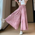 thumbnail image 4 of biudgviw Flowy Pants for Women Lounge Wide Leg Palazzo Trousers Fall Fashion High Elastic Waist Dressy Pants with Pockets, 4 of 7