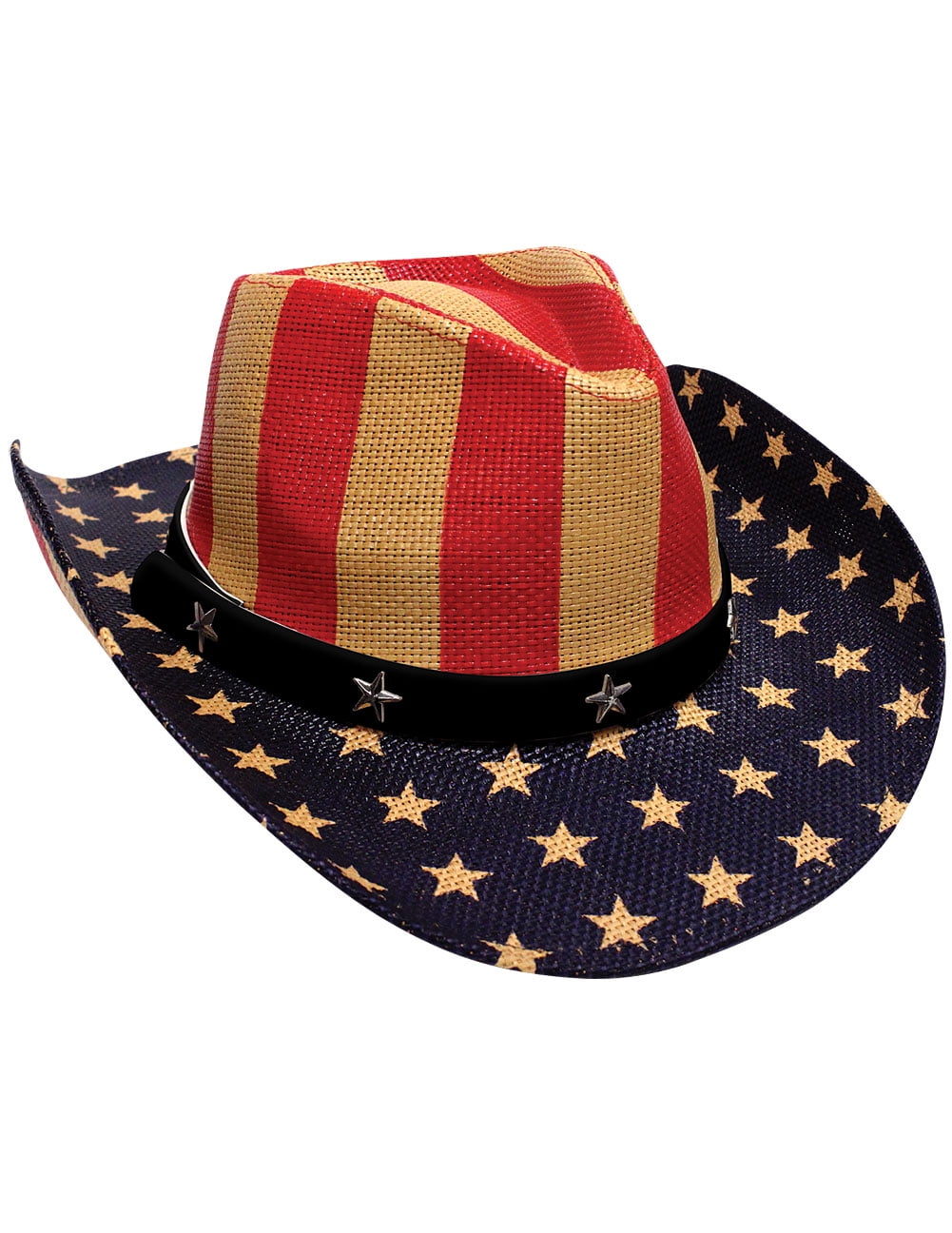 Capsmith - American Patriotic Stars & Stripes - Straw-like Cowboy Woven ...