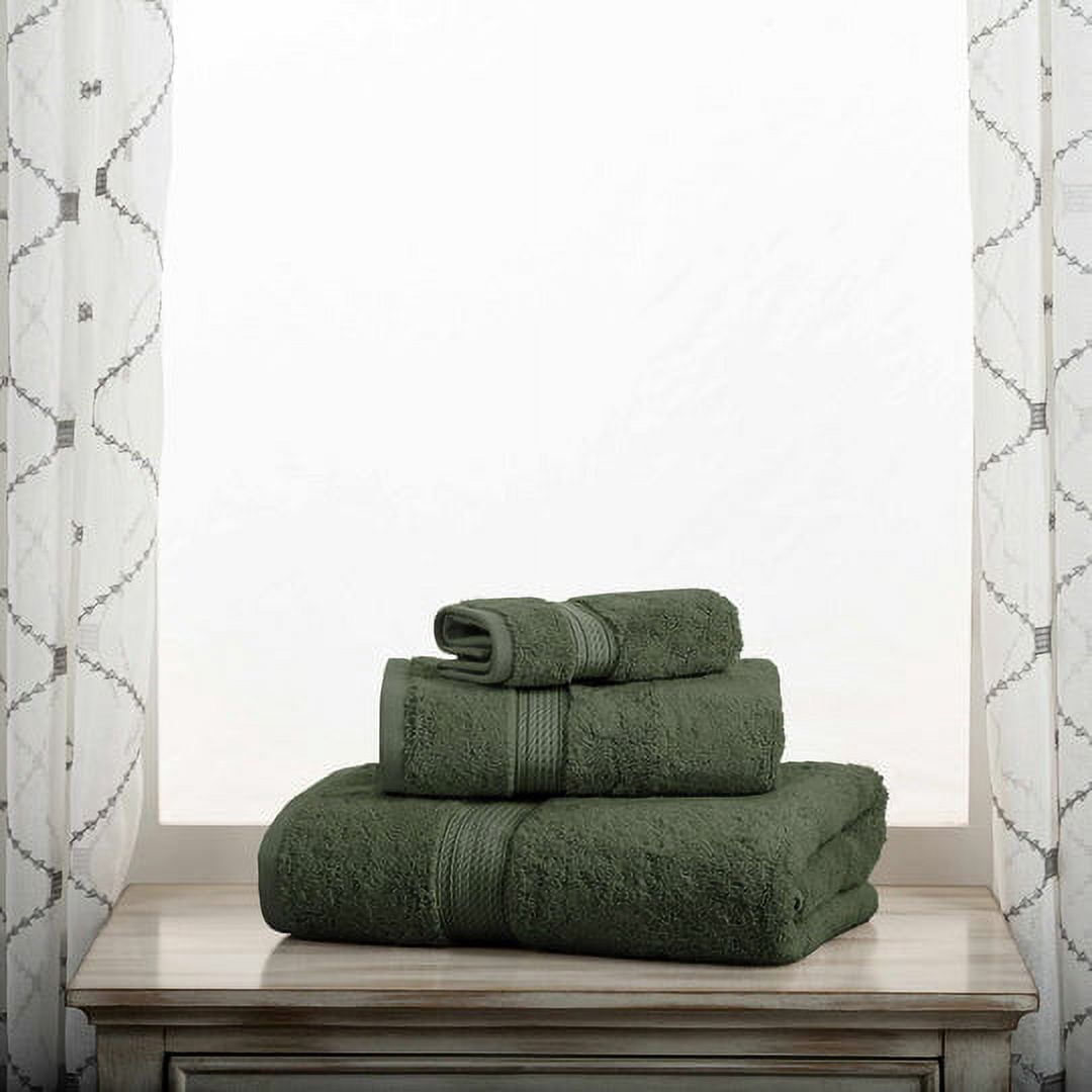 Egyptian Cotton 900 GSM Hotel Quality 3-Piece Towel Set, 1 Face, 1 Hand, and 1 Bath Forest Green