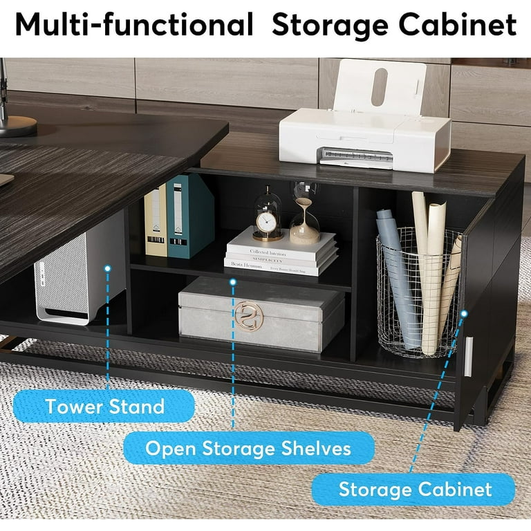 Tribesigns 67 Executive Desk and 55 Lateral File Cabinet Large