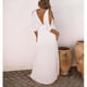 thumbnail image 5 of Vestido Maxi De Verano Para Mujer, Amigable Con La Piel Hombro Frío Elástico Cintura Alta Vestido Maxi Con Cuello En V Para Mujer Sin Espalda Para Fiestas Octpeak Blanco XL, 5 of 6