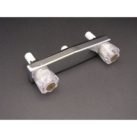 Mobile Home RV Shower Faucet. 2 Valve. Chrome. 8" on center valves