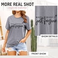 thumbnail image 5 of QAFOPEH Womens Not Perfect Just Forgiven Printed Tee Shirt Short Sleeve Crewneck Top, 5 of 7