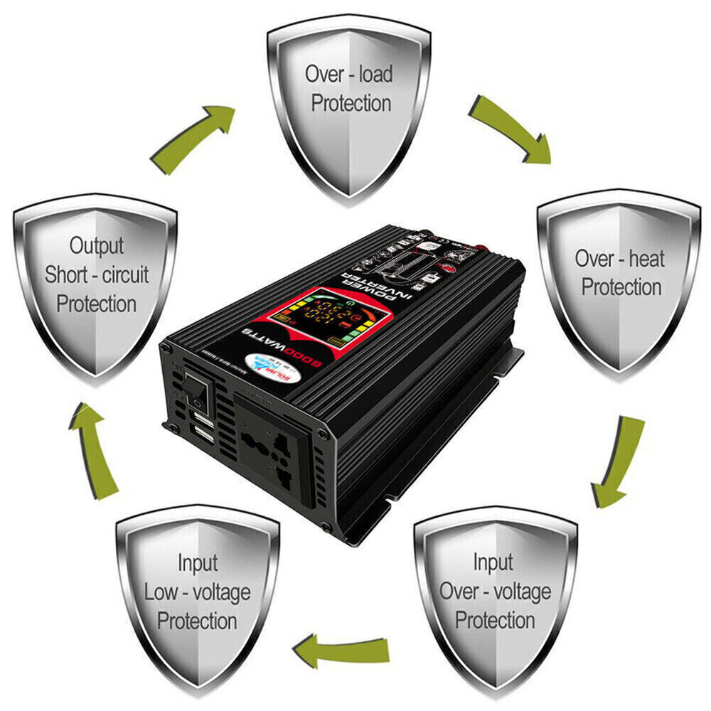 ligaofeng 12V 6000-W Surge Power Inverter with Dual USB Ports, MCU LCD Display