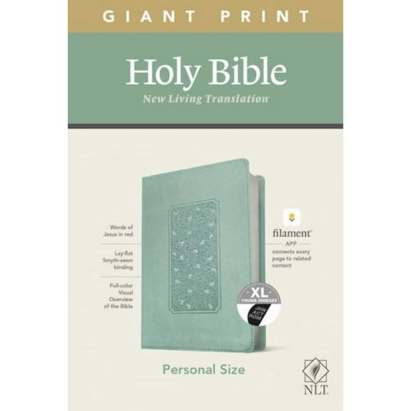 NLT Personal Size Giant Print Bible/Filament Enabled-Teal Floral Frame LeatherLike Indexed