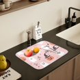 thumbnail image 5 of Yayeee Dish Drying Mat for Kitchen Counter 16" x 18" Microfiber Super Absorbent Coffee Decorative Pad, Pink Halloween Ghosts, 5 of 9