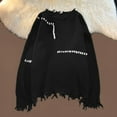 thumbnail image 2 of VISALY Pullover Crewneck Sweatshirt Knit Sweater Pullovers Knit Sweater Solid Color Patchwork Plain Loose Fit Korean Autumn Clothes Crochet Sweaters Long Sleeve Pullover Sweaters Black S, 2 of 3