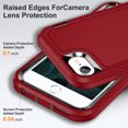 thumbnail image 5 of for iPhone 7 / iPhone 8 / iPhone SE 2020 / iPhone SE 2022 Case with Kickstand, [10FT Military Drop Protection] Rugged Heavy Duty Hard PC+Soft Silicone Rubber Bumper Hybrid Triple-Layer Case,
Red, 5 of 6