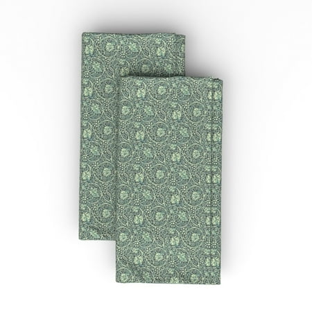 

Linen Cotton Canvas Dinner Napkins (Set of 2) - Winter Vines Sage Celtic Literary Endpaper Print Cloth Dinner Napkins by Spoonflower