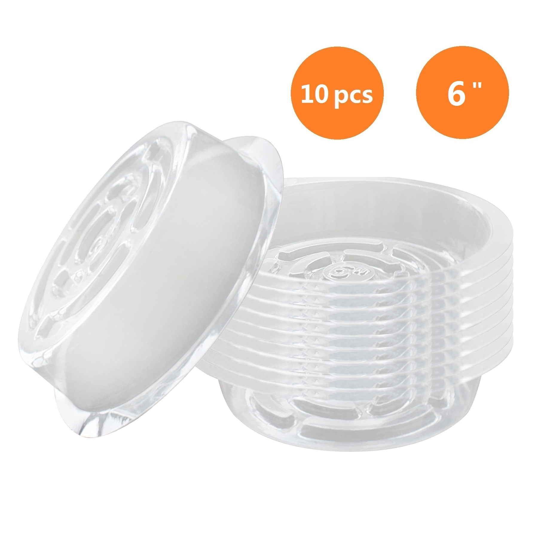 10Pcs 6" Transparent Plastic Plant Pot Drip Trays Pallets