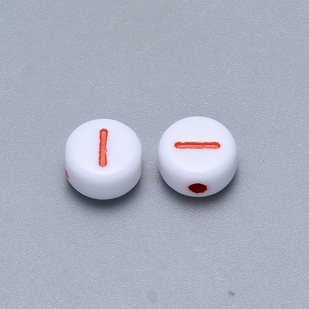 500g Craft Acrylic Horizontal Hole Letter Beads Flat Round Mixed Color Letter.I 7x3.5~4mm Hole: 1.5mm about 3600pcs/500g