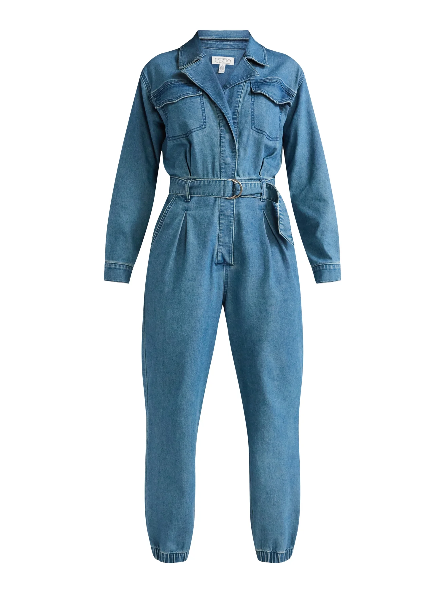 Sofia Jeans Women's and Women's Plus Size Utility Jumpsuit with Long Sleeves, 26" Inseam, Sizes XS-5X