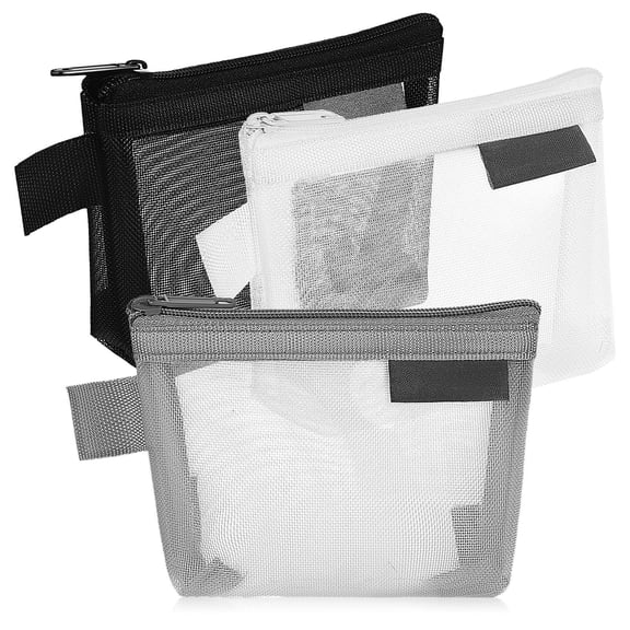 KONTONTY 3-Pack Small Gray Zipper Pouches, Minimalist Organizer Bags for Travel, Purse, Cosmetics, and Accessories