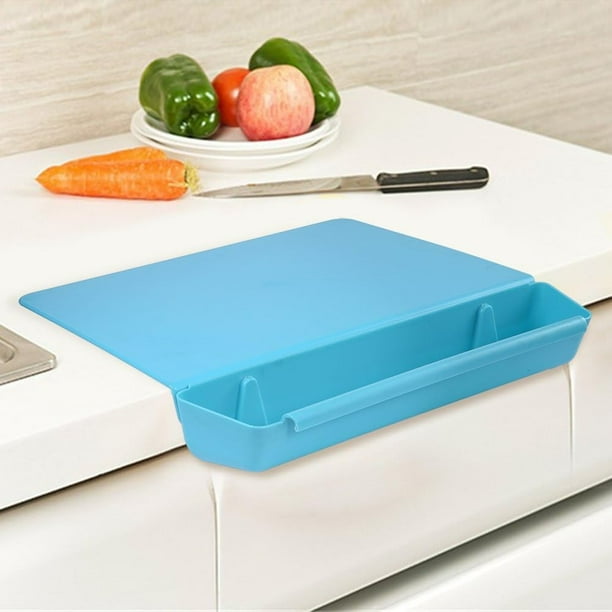Tabla de cortar acrílica plegable 2 en 1 con cesta de almacenamiento | Tapete de cocina flexible y antideslizante con ranuras para verduras | Diseño desmontable para preparar y limpiar alimentos |