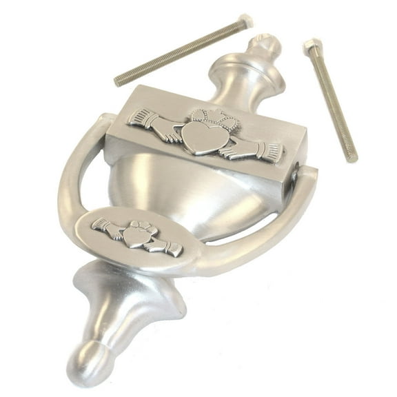 Mullingar Pewter Door Knocker with Wooden Base Claddagh Design 7" High