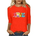 thumbnail image 2 of Xihbxyly Hauts Décontractés pour Femmes T-shirt Imprimé Col Rond de Pâques Manches 3/4 Col Rond Chandail Tendance à Petit Prix, 2 of 5
