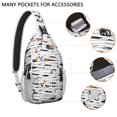 thumbnail image 2 of Sling Backpack,Spooky Halloween Pattern Sling Bag with Water Bottle Holder,Waterproof Sling Bag for Men/Women with Headphone Jack for Hiking,Travel, 2 of 6