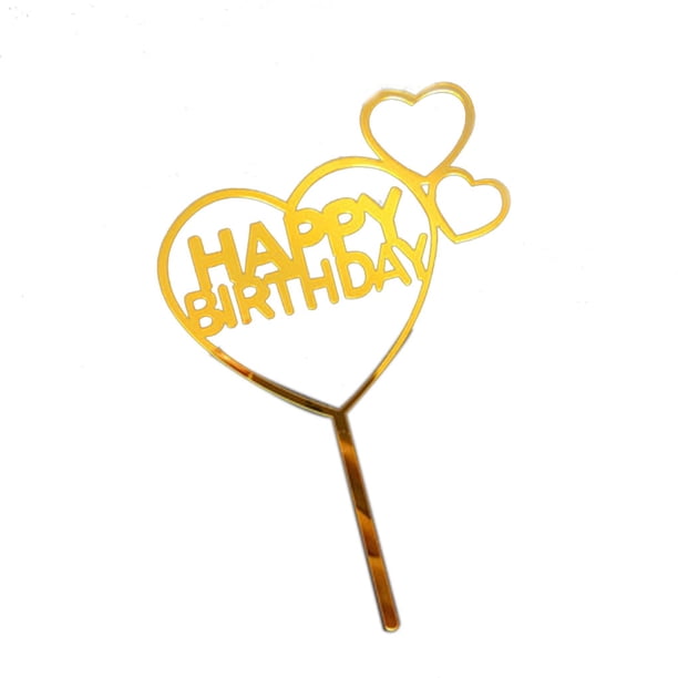 Bewildely Colección de corazones de acrílico dorado, decoración para tartas, postres, fiestas de cumpleaños, cupcakes de Jooan Kits de decoración para fiestas No.05
