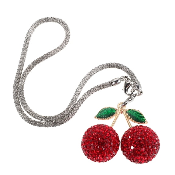 LOLIPPYY Red Rhinestone Cherry Car Rearview Mirror Charm Pendant Hanging Auto Interior Decoration Accessory