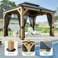 thumbnail image 5 of Auhilence 10x12 FT Cedar Wood Gazebo with Nettings, Hardtop Gazebo with Galvanized Steel Double Roof, 5 of 9