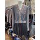 thumbnail image 4 of Cárdigan de punto con cuello en V y rayas de moda vintage para otoño e invierno de 2024, ropa para mujer, suéteres de lana holgados con bordados para desplazamientos diarios, 4 of 5